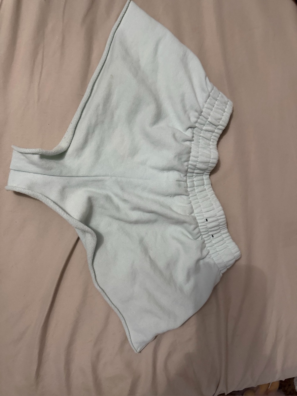 Light Mint Green Elastic Waist Shorts